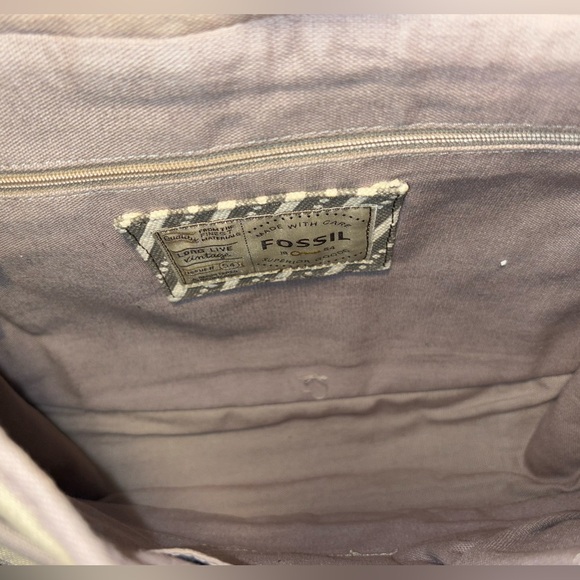 Fossil Canvas Flap closure bag with Leather Trim - Picture 6 of 9